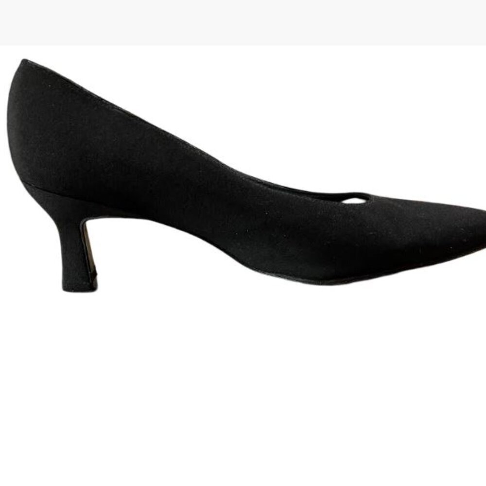 Stuart Weitzman Chisel Toe Black Fabric Pumps Cla… - image 5